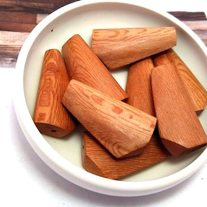 8 Brown Wooden Beads - Vintage Wood Beads - Large Wood Bead - Asymmetrical Wood Bead - Natural Wood Beads - Pentagon - 40mm x 22mm