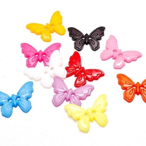 Acrylic Butterfly Buttons, 2 Hole, Plastic, Assorted Colors, Sewing Supplies (17mm, 10 pieces)
