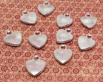 10 or 50 Silver Heart Charms - Small Heart Charms - Metal Heart - Lead Free - Charms in Bulk - Valentine Charms - Love Charms - 13mm