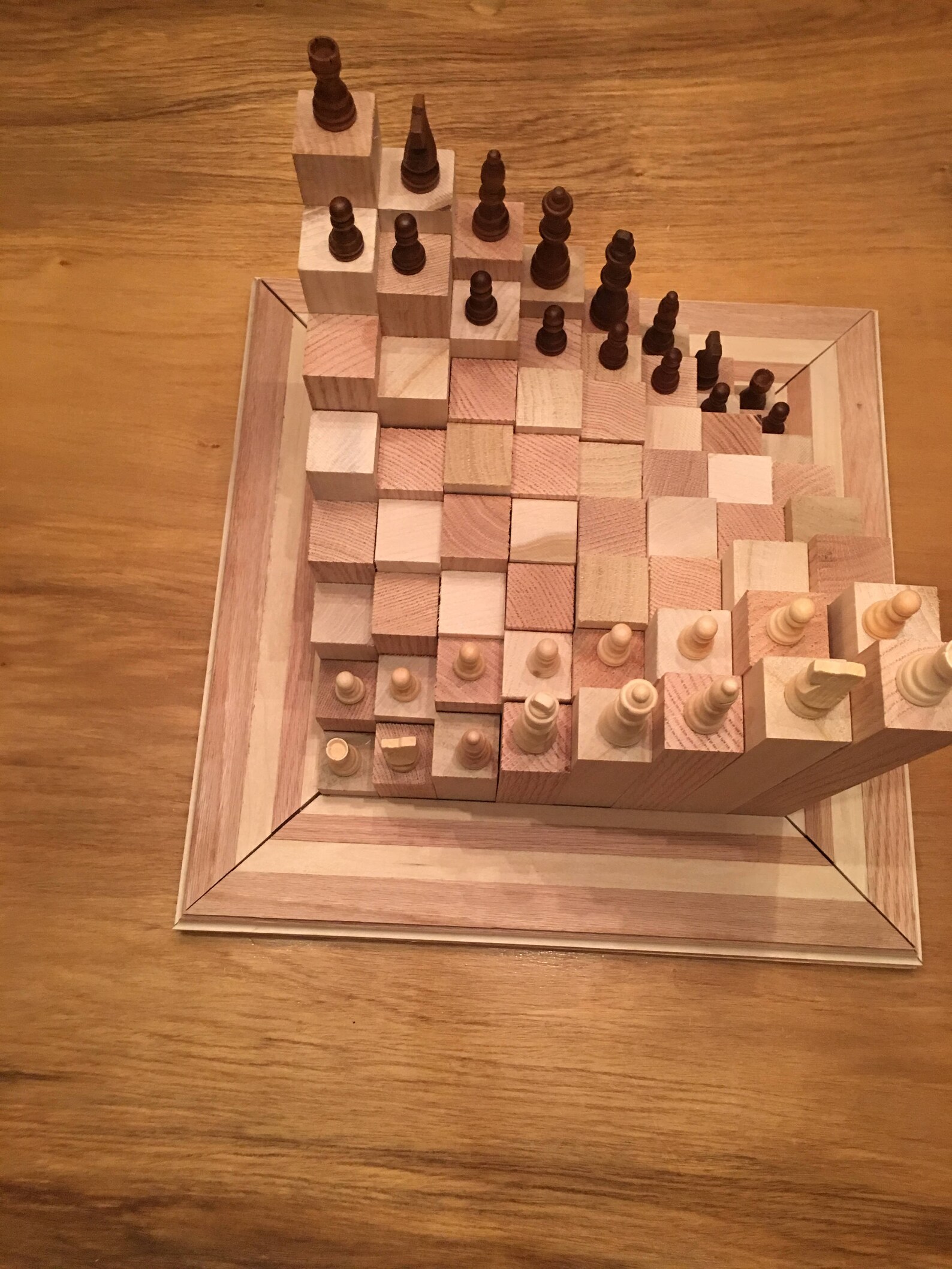 Tabla de ajedrez multinivel de madera 3D Etsy