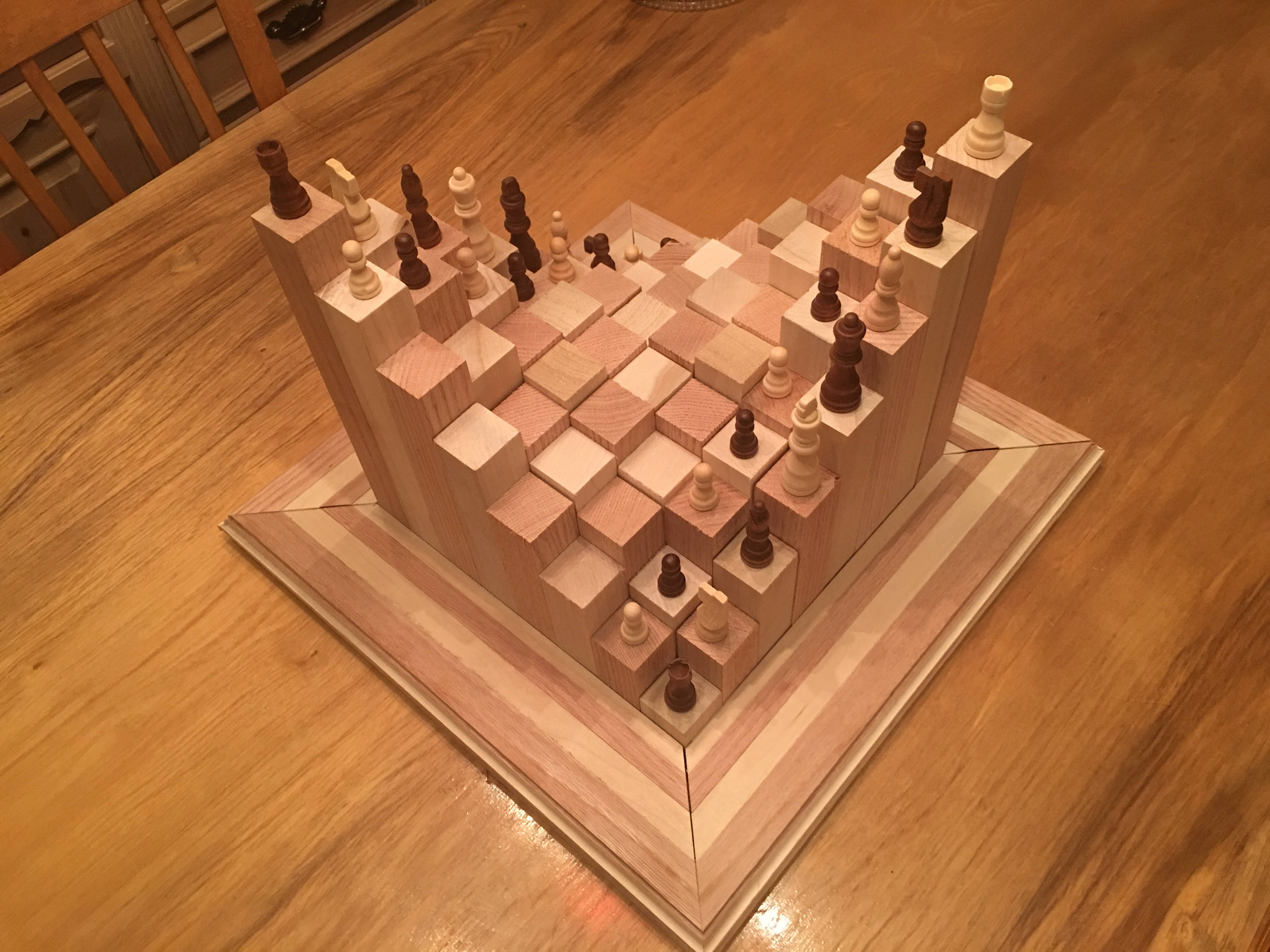 Tabla de ajedrez multinivel de madera 3D Etsy