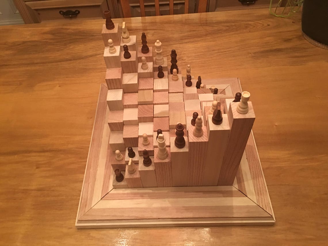 3-D Wooden Multi-level Chess Board - Etsy