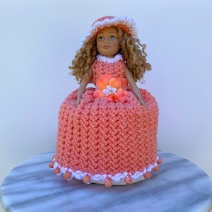 Doll Toilet Paper Covers, Bathroom Decor, Crochet Toilet Paper Holders, Bathroom Home Decor, Housewarming Gifts Coral