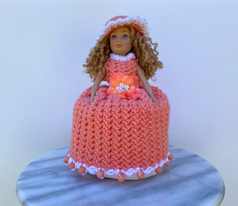 Doll Toilet Paper Covers, Bathroom Decor, Crochet Toilet Paper Holders, Bathroom Home Decor, Housewarming Gifts Coral