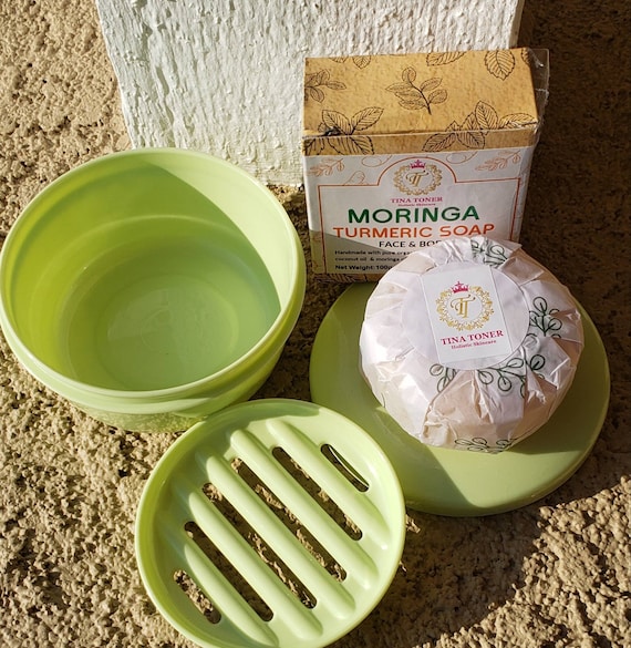 Moringa Turmeric soap and dish