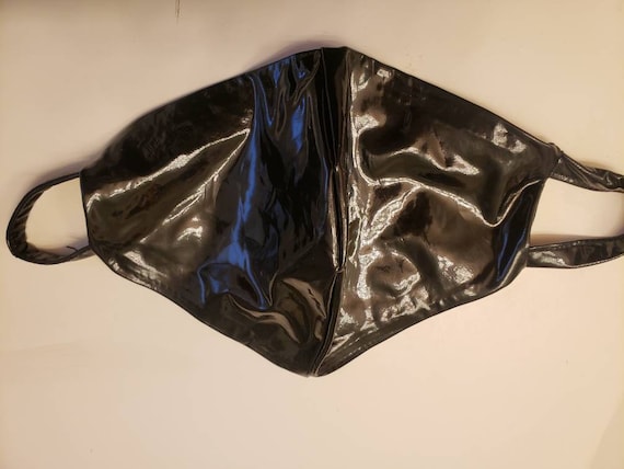 Soft black shiny leather mask