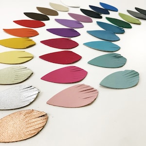 Leather Earring Fringed Teardrop Supplies, DIY Fringed Jewelry Die Cuts, Colored and Metallic Fringe Cutouts, Wholesale Leather Supplies