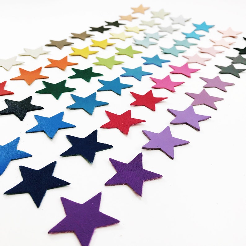 Leather Stars // 4 sizes // Leather Star Die Cuts // Leather Supplies // Leather Crafts // Colored Stars Die Cut // Leather Star Patches 