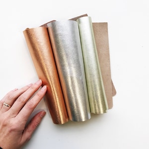 Metallic Leather Sheets, 8x10" Leather Piece , Gold, Silver, Rose Gold Leather, Leather Panels, Smooth Genuine Leather, Leather Supplies