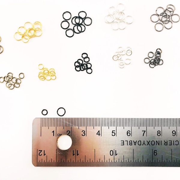 4mm or 6mm Jump Rings, Nickel Free Findings in 9 Finishes, Gold, Rose Gold, Brass, Silver, Platinum, Gun Metal, Black, Antique Copper, Brass