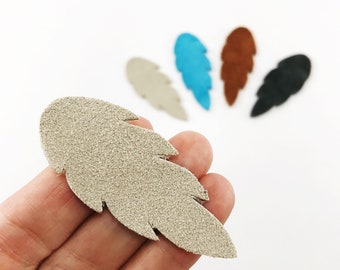 Lux Suede Palm Leaf Leather Die Cuts, Suede Cowhide Leather for Earrings, Leather Earring Supplies, Necklace Pendants, Leather Leaf Feathers