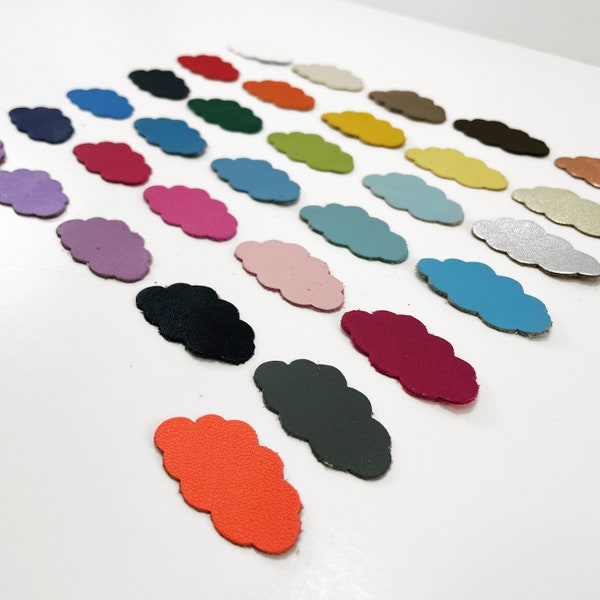 Leather Earring Blanks in Cloud Shape, 2 Sizes, Colored / Metallic Leather Cutout, Cloud Patch, Leather Applique, Wholesale Leather Supplier