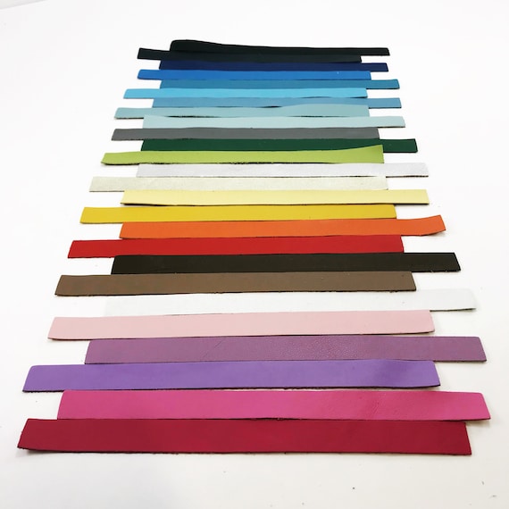 Colored Leather Strips: Thin Cowhide Straps, DIY Craft Supplies