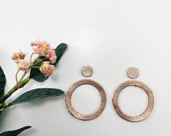 Thick Rose Gold Leather Rings Open Circle shape Die Cut Leather Pieces for DIY Leather Earring Making or other Leatherworking Craft Project