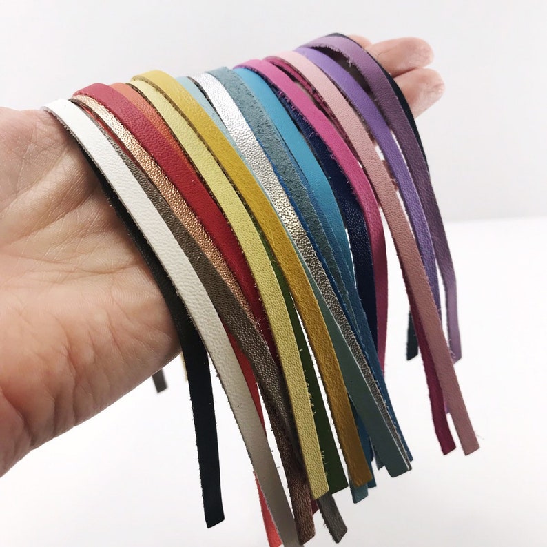 Thin Colored Die Cut Leather Leather Strips Leather Working Etsy