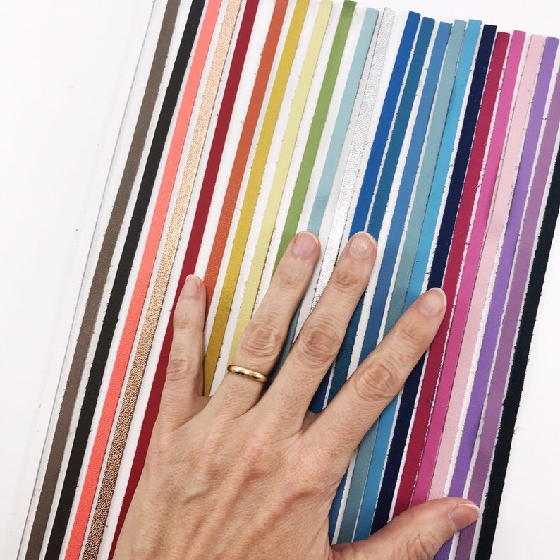 Thin Colored Die Cut Leather Leather Strips Leather Working Etsy Polska
