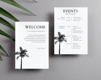 Tropical Wedding Itinerary, Modern Events Timeline (Digital Download)