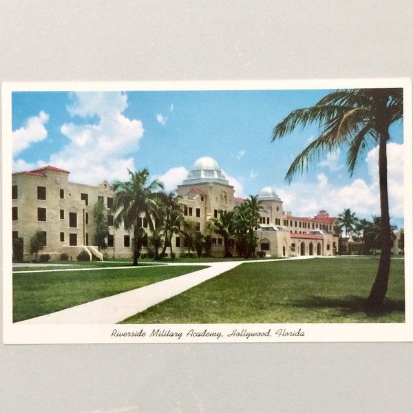 Vintage Postcard Riverside Military Academy Hollywood Florida