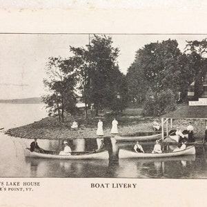 Cartolina d'epoca VT Larrabee Lake House Boat Livery Larrabee's Point Vermont