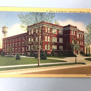 Cartão postal vintage Milford Delaware Caulk Co Laboratory DE