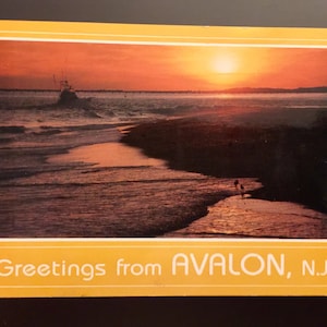 Postal vintage de Avalon, Nueva Jersey. Saludos desde Avalon, Nueva Jersey. Tamaño grande.