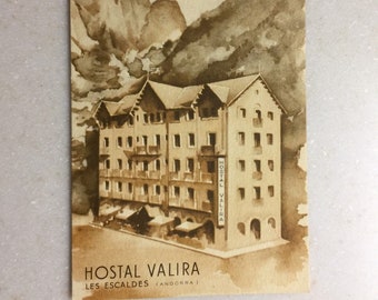 Vintage Postcard Andorra Hostal Valira Les Escaldes Hot Springs