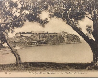 Cartolina d'epoca Monaco Principato di Monaco The Rock Le Rocher de Monaco