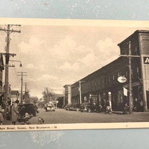Carte postale vintage Nouveau-Brunswick Canada Main St Sussex