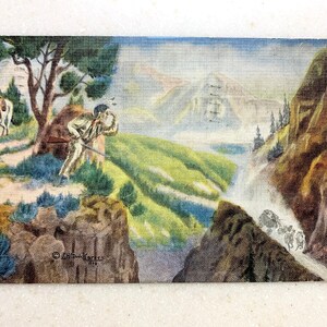 Vintage Postkarte Gemälde On the Frontier von Cowboy Artist L H Larsen 1947