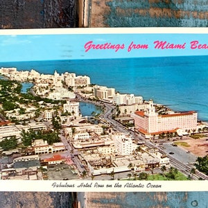 Carte postale vintage Miami Beach FL Hotel Row Floride