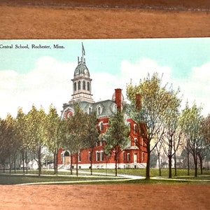 Cartão postal vintage Rochester Minnesota Central School MN