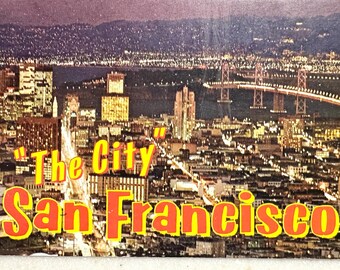 Vintage Postcard City of San Francisco CA at Night Golden Gate Bridge