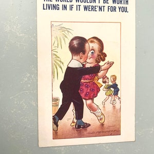 Vintage Postkarte Künstler signiert D Tempest Life Worth Living Neuheits-Karte Tanzendes Paar