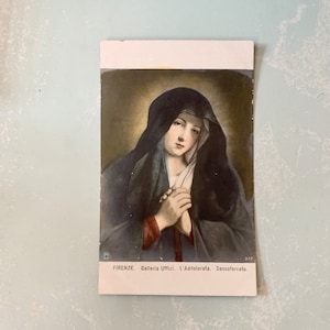 Carte postale vintage Florence Italie Musée des Offices Madonna Sainte Mère Sassoferrato