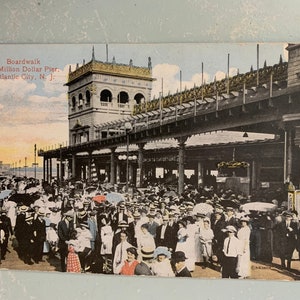 Vintage ansichtkaart Atlantic City NJ Boardwalk bij Million Dollar Pier 1914