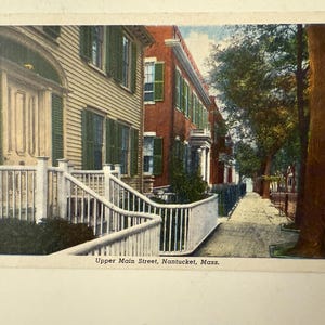 Cartão postal vintage Nantucket MA Upper Main ST 1948