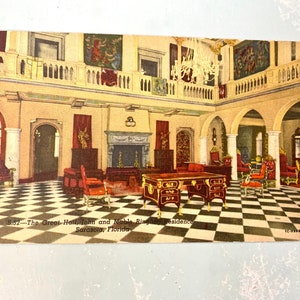 Vintage Postkarte Sarasota FL Ringling House the Great Hall