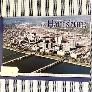 Cartolina d'epoca di Harrisburg, PA, vista aerea di grandi dimensioni