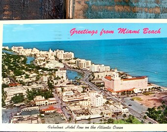 Vintage Postcard Miami Beach FL Hotel Row Florida