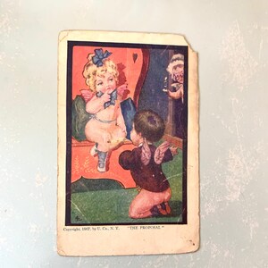 Carte postale vintage La proposition d'enfants en amour 1907