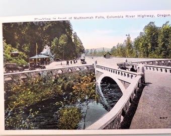 Vintage Postcard Oregon Multnomah Falls Columbia River Highway 1930's