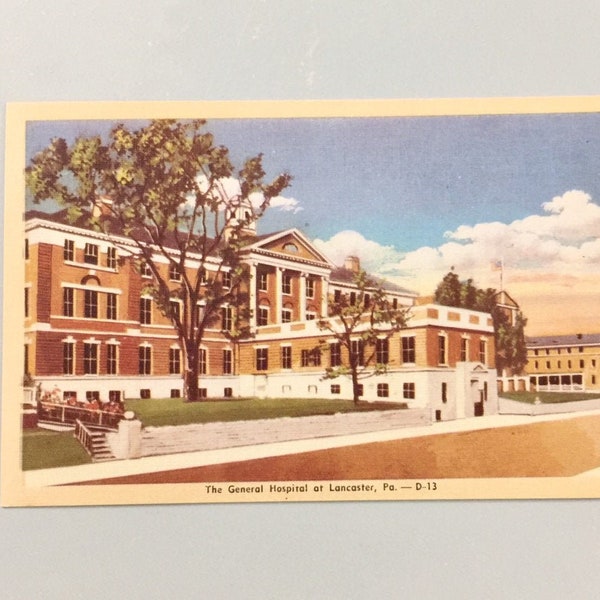 Vintage Postcard Lancaster PA General Hospital Mint Linen