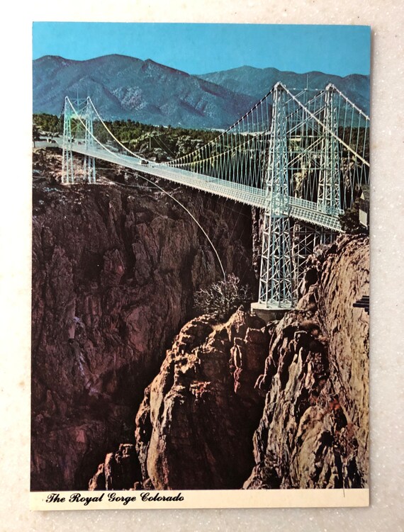 Suspension Bridge Train /& River Royal Gorge Canon City Colorado Postcard