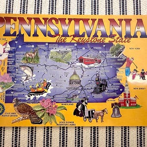 Vintage Karte Postkarte Pennsylvania Keystone State Übergröße