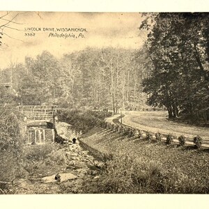 Carte postale vintage Philadelphia PA Lincoln Dr Wissahickon 1909