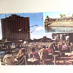 Vintage Postkarte San Diego CA Mission Bay Sportsmen's Sea Foods Restaurant Übergröße