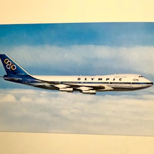 Postal antigua del Jumbo Jet Olímpico Boeing 747-200 de Olympic Airways