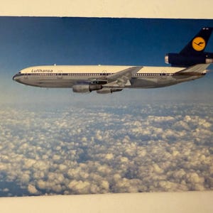Cartolina d'epoca Lufthansa McDonnell Douglas DC 10 di grandi dimensioni