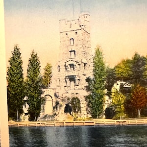 Vintage N Y Postkarte Thousand Islands Alster Turm Herzinsel New York Linen