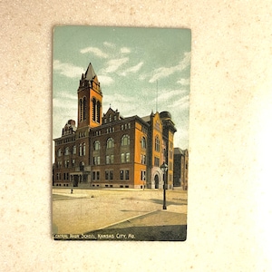 Cartão Postal Vintage Central High School Kansas City MO Cartão Antecipado